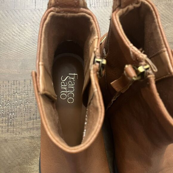 Franco Sarto Womens 7 Liz Zippered Leather Bootie Boot Shoe Cognac MSRP $160 - Picture 4 of 6